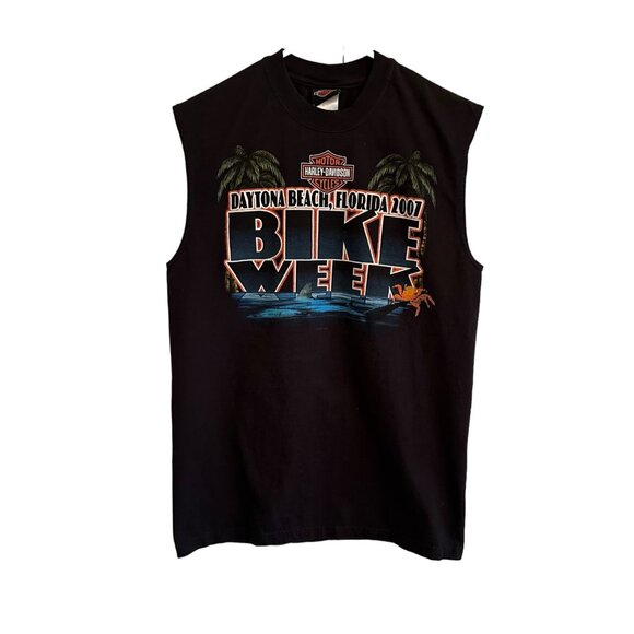 Harley-Davidson Other - Harley-Davidson Black Men's Muscle T-Shirt Daytona Beach Seminole 2007 Made USA